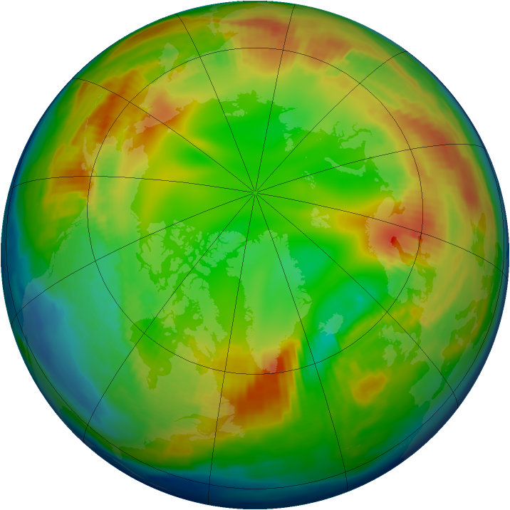 Arctic ozone map for 31 January 1997